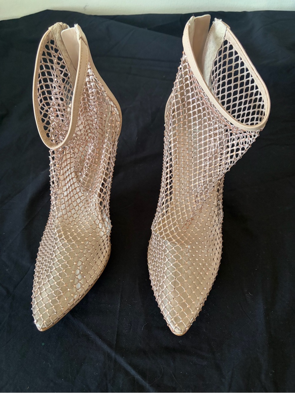 Charles by Charles David Pursue Rhinestone Mesh Ankle Bootie Nude Rose Gold 9